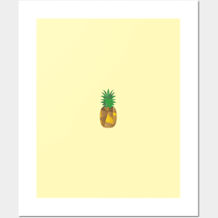 Geometric pineapple on a yellow background Posters and Art